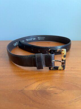 Italian Leather Belt | Tortoiseshell Buckle | Size Small | Made in Canada